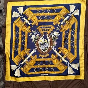 Hermes blue silk scarf